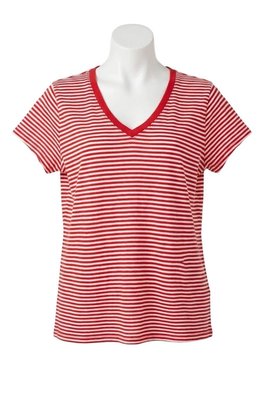 NEW CLARE V. classic tee in bright poppy & cream